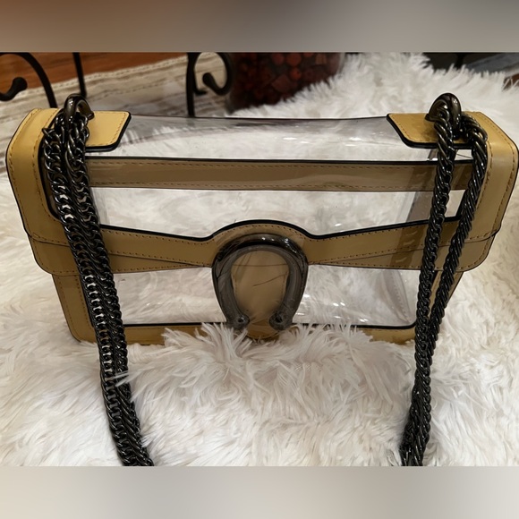 NEW Luxury Inspired Clear Purse Stadium Crossbody Bag in Warm Beige - Picture 1 of 7